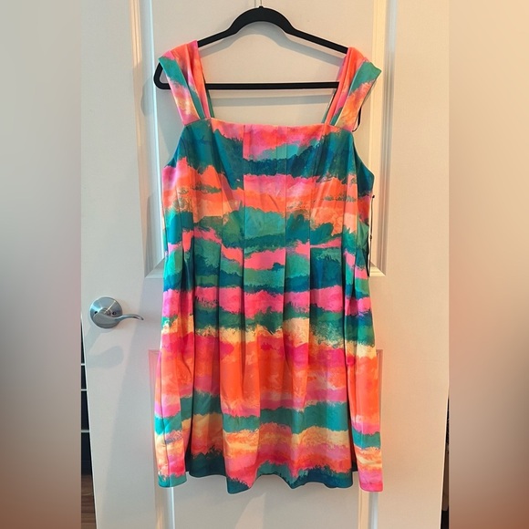 Vince Camuto Cap Sleeve Fit And Flare Multicolor Sleeveless Mini Dress - Picture 2 of 16